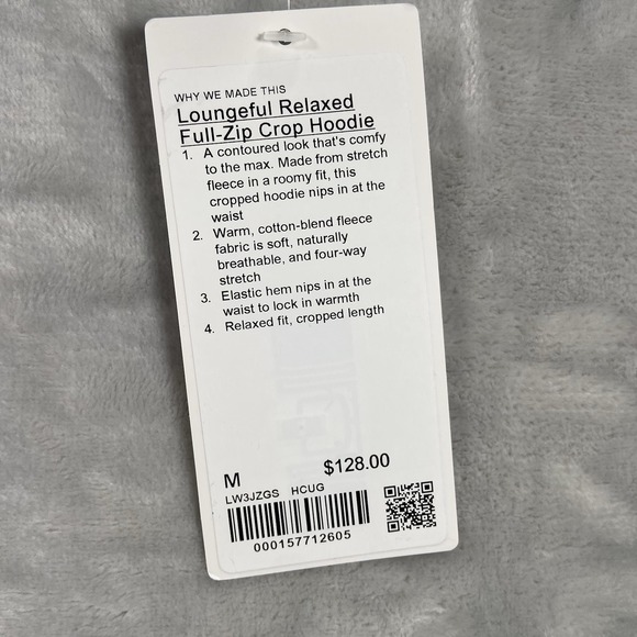 Lululemon Hoodie womens Medium Loungeful Full Zip Relaxed Fit Cropped Fleece NWT - Picture 3 of 15